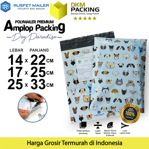 Polymailer Motif DOG PARADISE Amplop Plastik Packing RUSFET / SATUAN