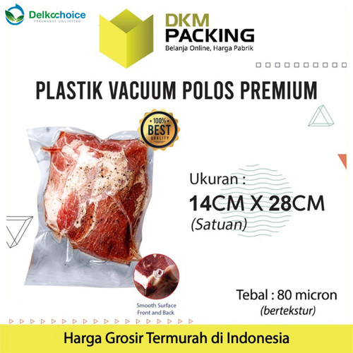 Vacuum Bag Makanan 14x28cm POLOS Plastik Vakum SMOOTH DELKOCHOICE