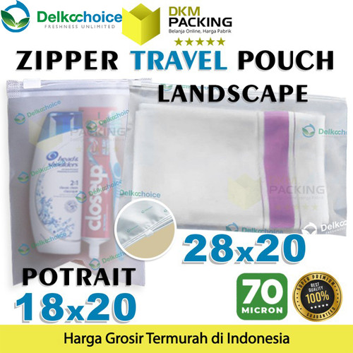 Plastik Traveling Pouch Matte 18cm 28cm Zipper Storage Organizer Bag