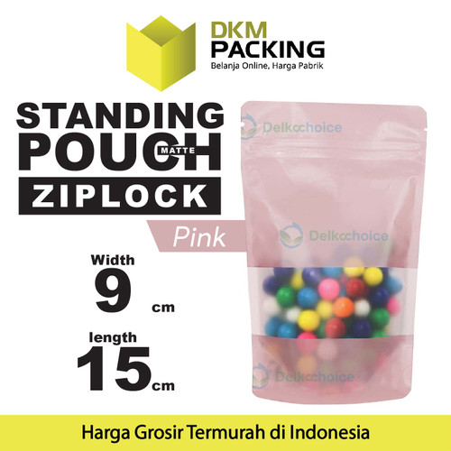 Standing Pouch Varian MERAH MUDA Plastik Klip Makanan DELKOCHOICE