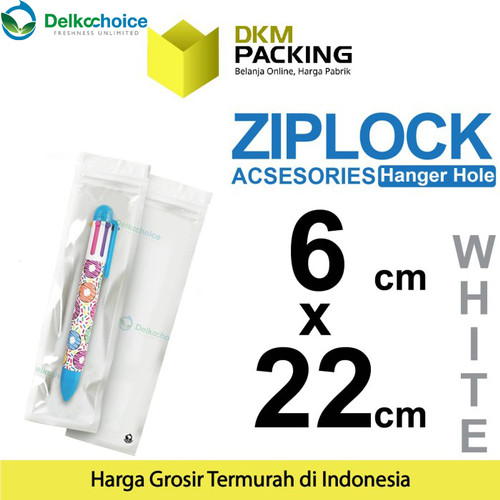 ZIPLOCK BAG AKSESORIS PUTIH 6x22cm Plastik Klip Kemasan DELKOCHOICE