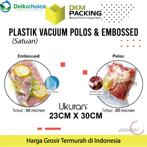 Plastik Vacuum Bag Makanan 23x30cm POLOS EMBOSS Vakum DELKOCHOICE