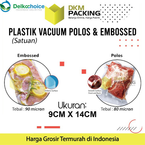 Plastik Vacuum Bag Makanan 9x14cm POLOS EMBOSS Vakum DELKOCHOICE