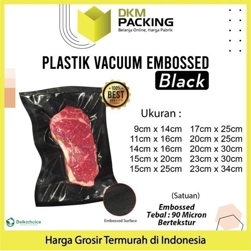 Vacuum Bag Makanan HITAM BLACK EMBOSS Plastik Vakum BINTIK PREMIUM