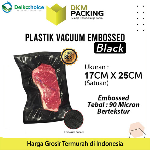 Vacuum Bag Makanan HITAM 17x25cm BLACK EMBOSS Plastik Vakum BINTIK