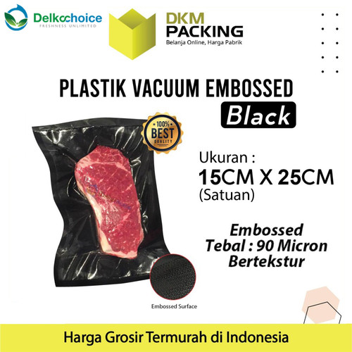 Vacuum Bag Makanan HITAM 15x25cm BLACK EMBOSS Plastik Vakum BINTIK