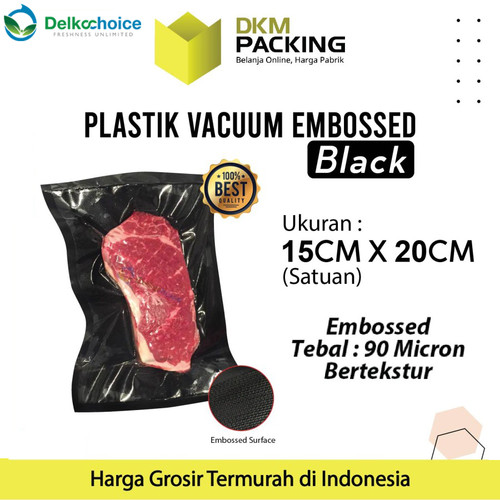 Vacuum Bag Makanan HITAM 15x20cm BLACK EMBOSS Plastik Vakum BINTIK