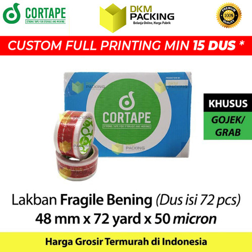 Lakban FRAGILE Bening 48mm Plakban Isolasi GOJEK PREMIUM TERMURAH /DUS