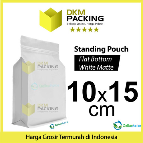 Plastik Klip Flat Bottom Putih Standing Pouch Ziplock Kemasan Makanan