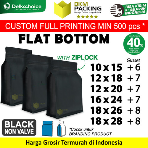 Standing Pouch Flat Bottom Ziplock Plastik Klip Kemasan Makanan