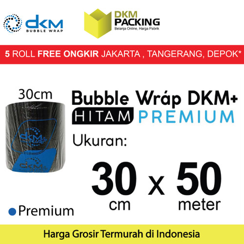 Plastik Bubble Wrap Hitam 30cm x 50m Bubblewrap DKM PLUS / ROLL