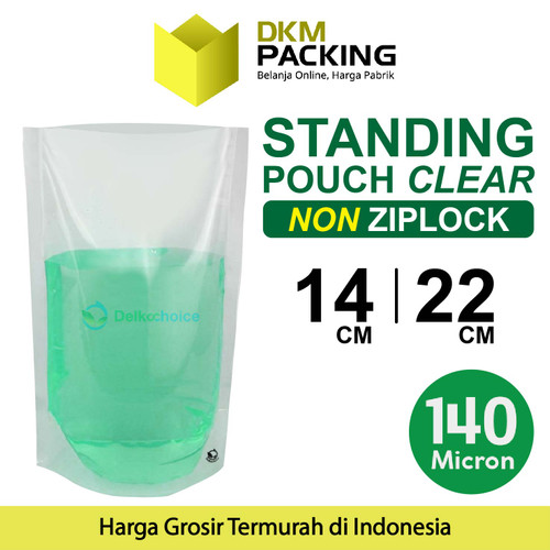 Plastik Standing Pouch Clear Bening NON Ziplock Kemasan Makanan