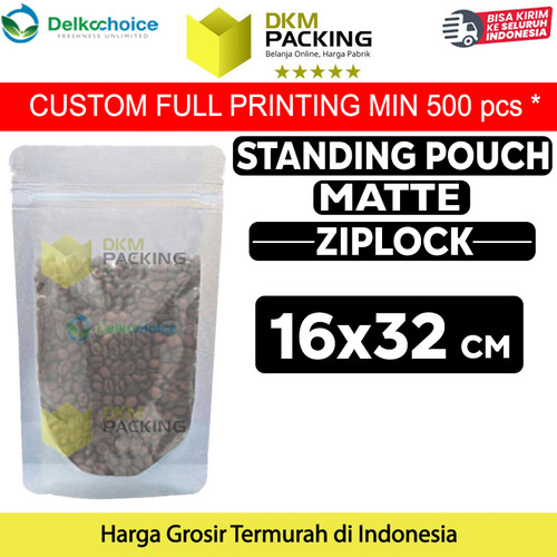 Plastik Klip Matte 16x32cm Standing Pouch Ziplock Kemasan Makanan