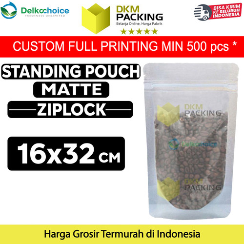 Standing Pouch Matte 16x32cm Ziplock Plastik Klip Kemasan Makanan