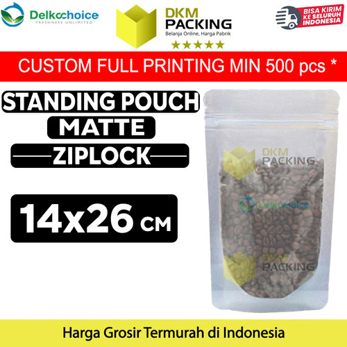 Plastik Klip Matte 14x26cm Standing Pouch Ziplock Kemasan Makanan