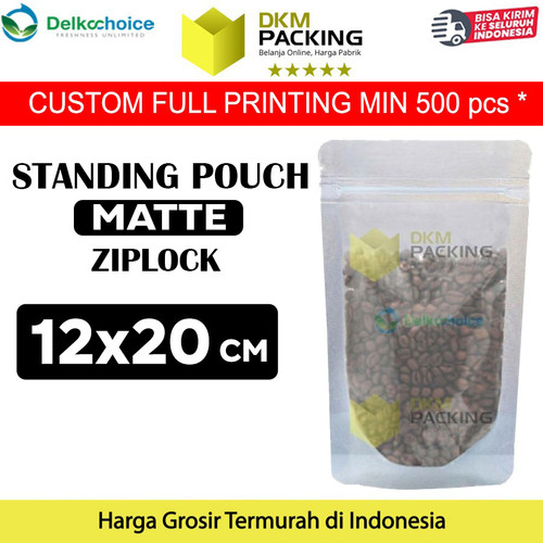 Plastik Klip Matte 12x20cm Standing Pouch Ziplock Kemasan Makanan