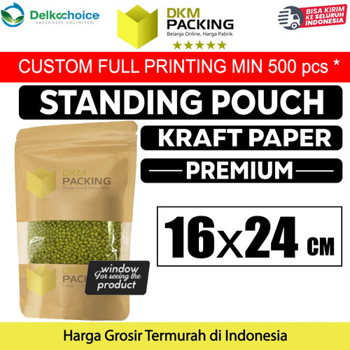 Standing Pouch 16x24cm Kraft Paper Window Ziplock Kemasan Makanan