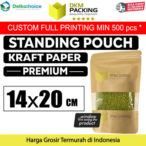 Standing Pouch 14x20cm Kraft Paper Window Ziplock Kemasan Makanan