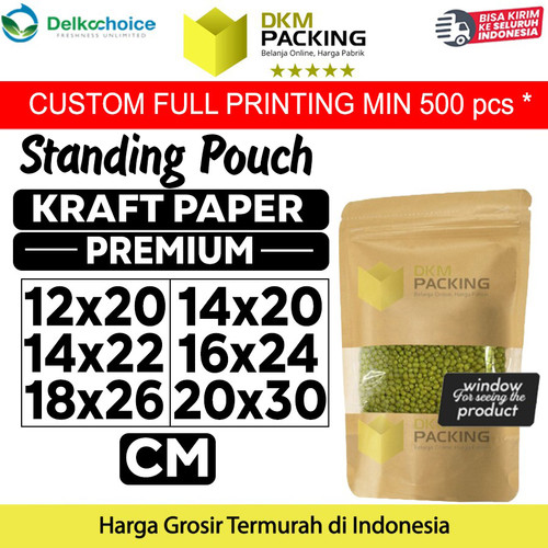 Kraft Paper Standing Pouch Window Ziplock Sealer Kemasan Makanan