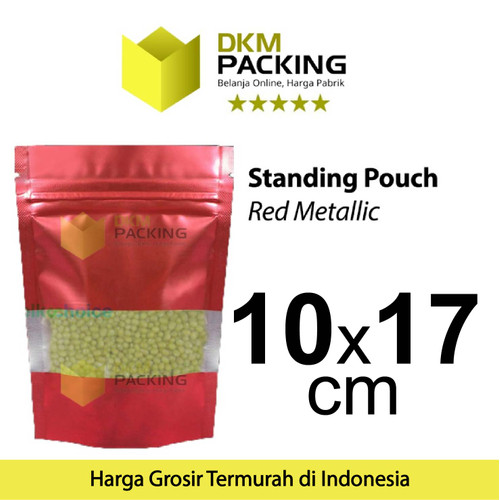 Plastik Kemasan Klip Red Ziplock Standing Pouch Window Sealer Makanan