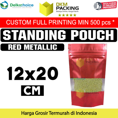 Plastik Klip Red 12x20 Standing Pouch Window Ziplock Sealer Makanan