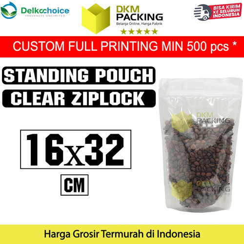 Plastik Klip Bening 16x32 Standing Pouch Clear Ziplock Sealer Makanan