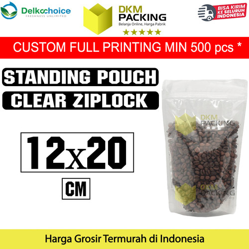 Plastik Klip Bening 12x20 Standing Pouch Clear Ziplock Sealer Makanan