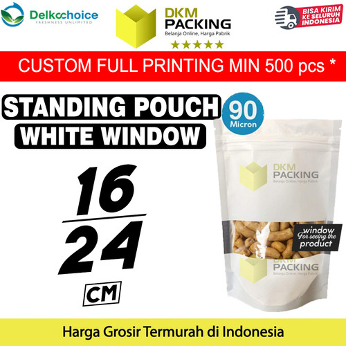 Plastik Klip Putih 16x24 Standing Pouch Window Ziplock Sealer Makanan