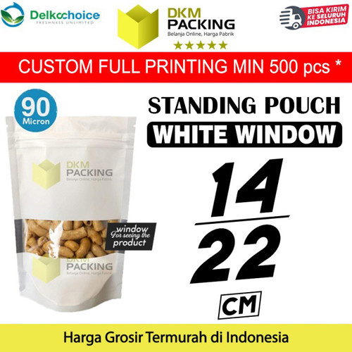 Plastik Klip 14x22 Standing Pouch Window Ziplock Putih Sealer Makanan