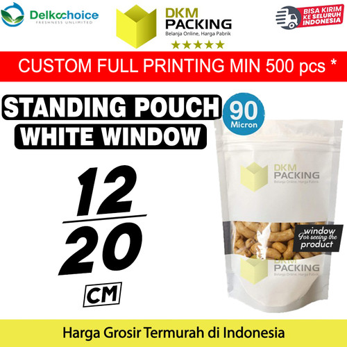 Plastik Klip 12x20 Standing Pouch Window Ziplock Putih Sealer Makanan