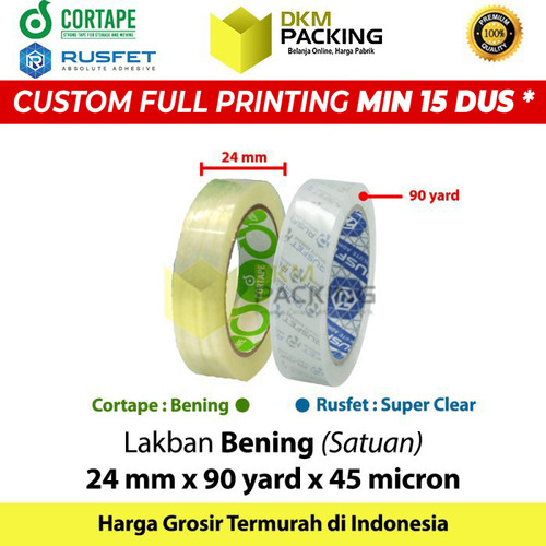 Lakban Bening 24mm x 90yard Plakban Isolasi OPP Tape TERMURAH /SATUAN