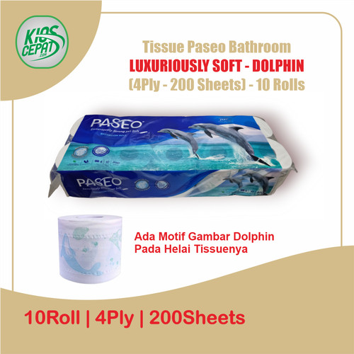 Tissue PASEO Bathroom Roll 10Roll (200sheets - 4ply) - PASEO DOLPHIN