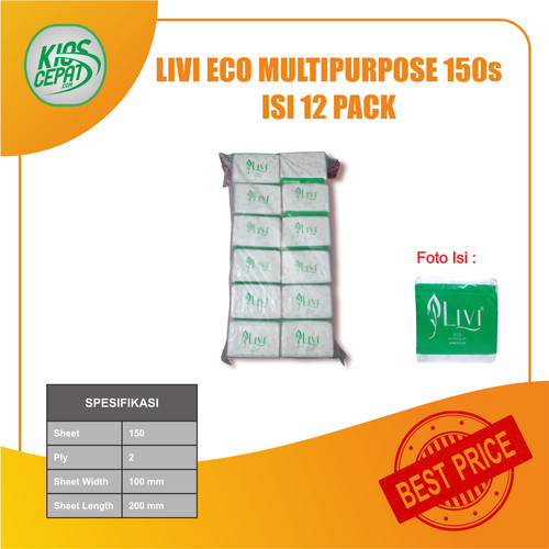 Tissue LIVI ECO Multipurpose 150s (Tisu Meja Makan) ISI 12Pack