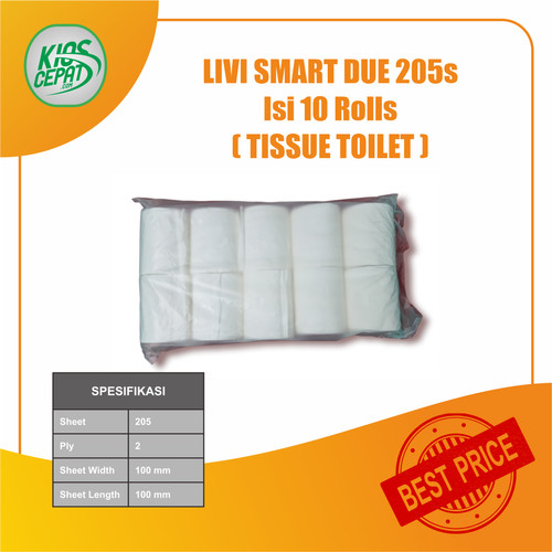 Tissue LIVI Bathroom SMART DUE 205s (Tisu Toilet) - 1 Pack isi 10Roll