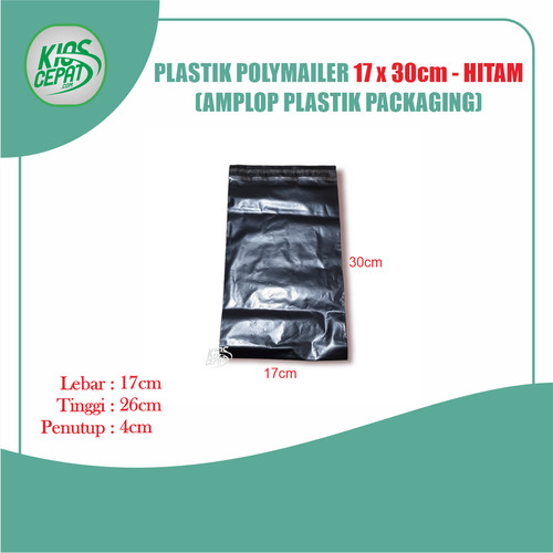 Plastik Polymailer 17 x 30cm - HITAM (Amplop Plastik Packaging)