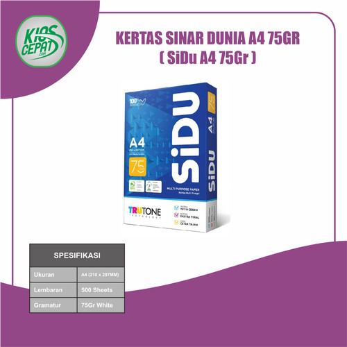 Kertas Sinar Dunia A4 75gr (Kertas HVS SiDu)