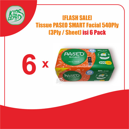 [FLASH SALE] Tissue PASEO SMART Facial 540Ply (3Ply / Sheet) isi 6Pack