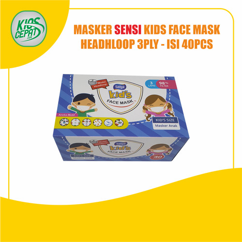 Masker SENSI KIDS - 3Ply HEADLOOP Face Mask isi 40pcs