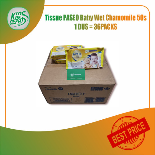 [KHUSUS GOJEK/GRAB] Tissue PASEO Baby Wet Chamomile 50s 1DUS = 36PACK