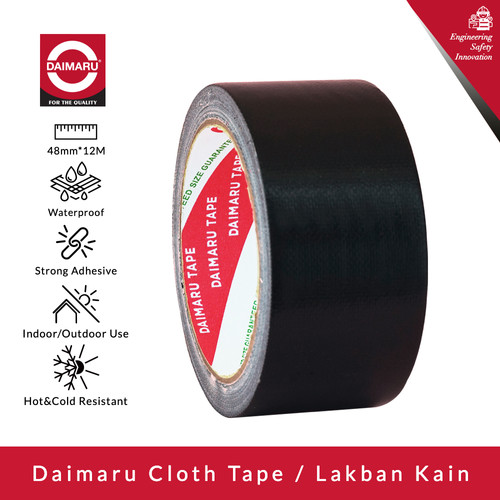 Daimaru Cloth Tape Lakban Kain Warna Hitam 48 mm x 12 meter 1 Roll