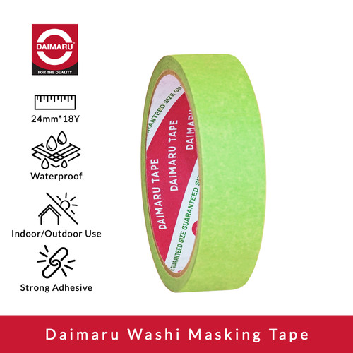 Daimaru Washi Masking Tape Lakban Kertas Warna Hijau 24 mm x 18 Yard