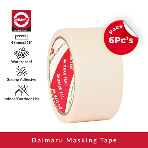 [Paket 6pcs] Daimaru Masking Tape Lakban Kertas Warna Cream 48mm x 21m