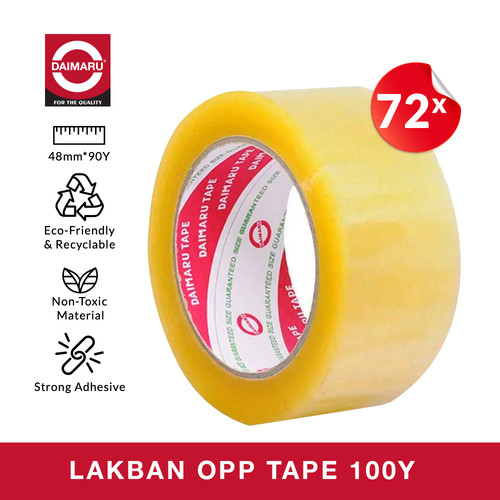 [Paket 1 Dus Isi 72pcs] Daimaru OPP Lakban Bening 48 mm x 100 Yard