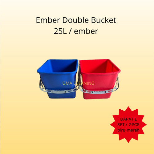 Ember Double Bucket ukuran 25L (1 set / merah-biru)