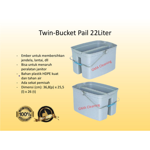 Twin-Bucket Pail 22 Liter / Ember untuk Kebersihan dengan Sekat