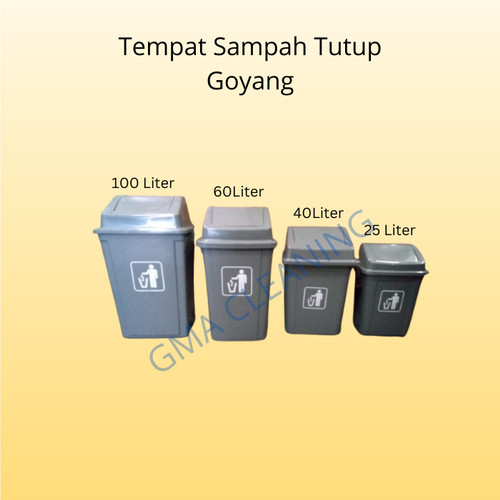 Tempat Sampah Abu-Abu Tutup Goyang