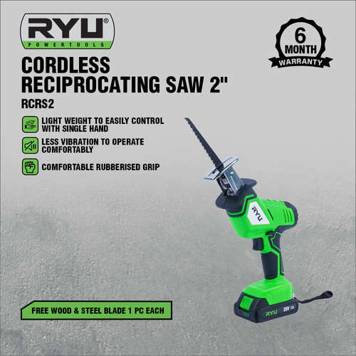 RYU CORDLESS RECIPROCATING SAW 2 INCH - GERGAJI BATERAI - PERKAKAS