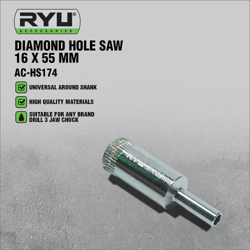 RYU DIAMOND HOLE SAW 16 X 55 MM - MATA BOR KACA - MATA BOR KERAMIK