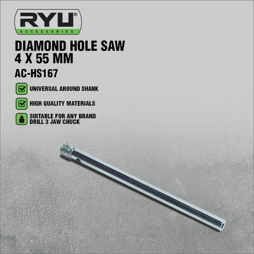 RYU DIAMOND HOLE SAW 4 X 55 MM - MATA BOR KACA - MATA BOR KERAMIK