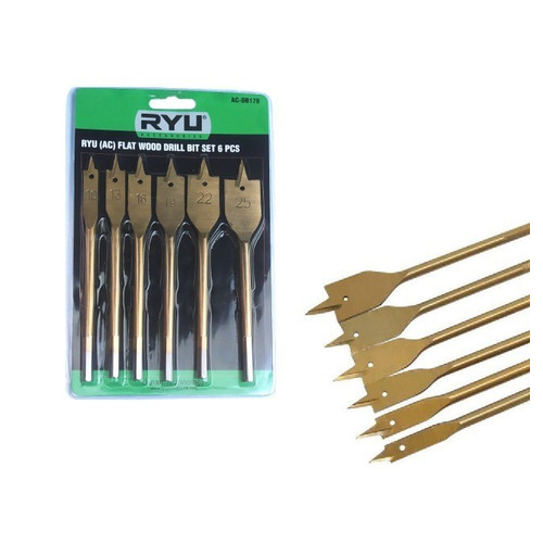 RYU FLAT WOOD DRILL BIT SET 6 PCS / MATA BOR KIPAS SET / MATA BOR KAYU